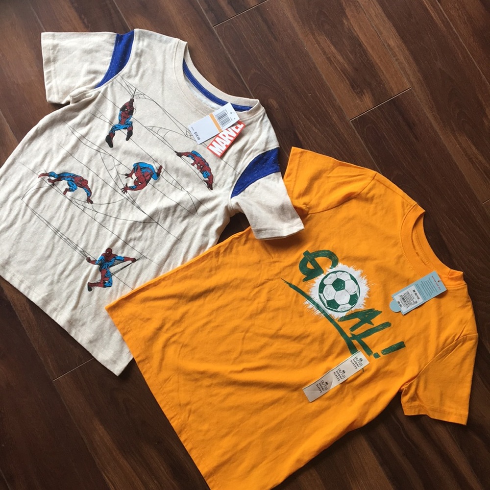 NWT 2 shirt bundle. 7 marvel 8/10(m) goal shirt